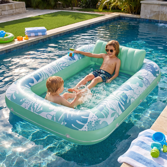 Inflatable Tanning Pool Lounge with Pillow & Cup Holder