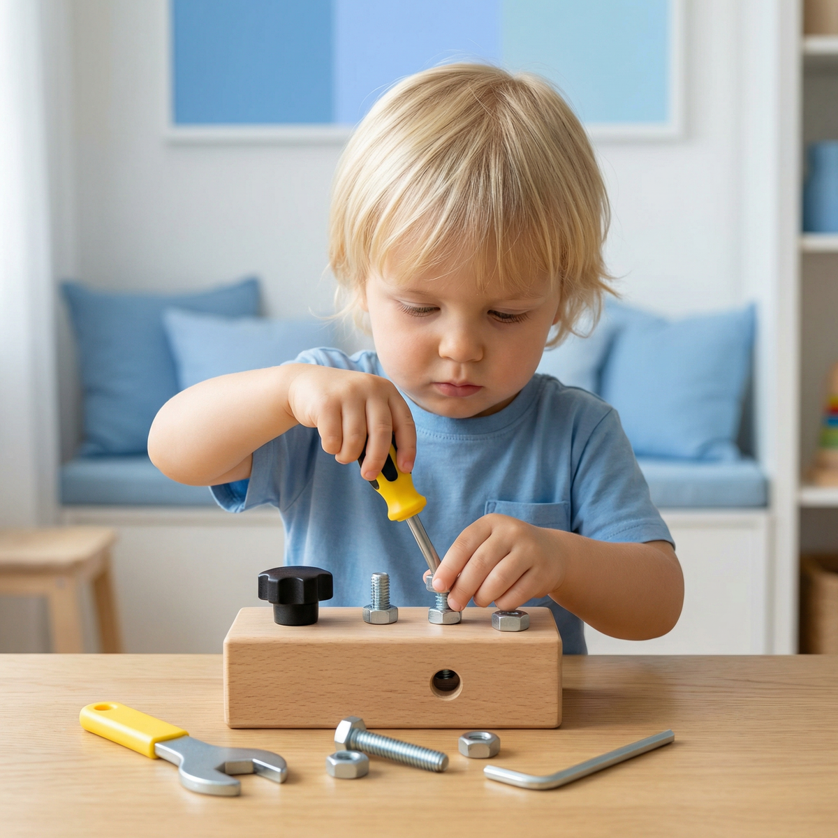Montessori Wooden Screw & Nut Toy – Fine Motor Skills & Focus Training for Kids