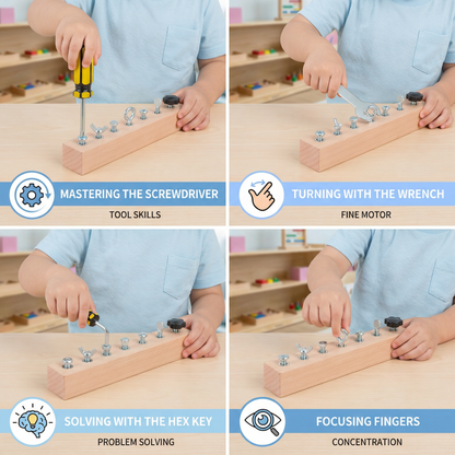 Montessori Wooden Screw & Nut Toy – Fine Motor Skills & Focus Training for Kids