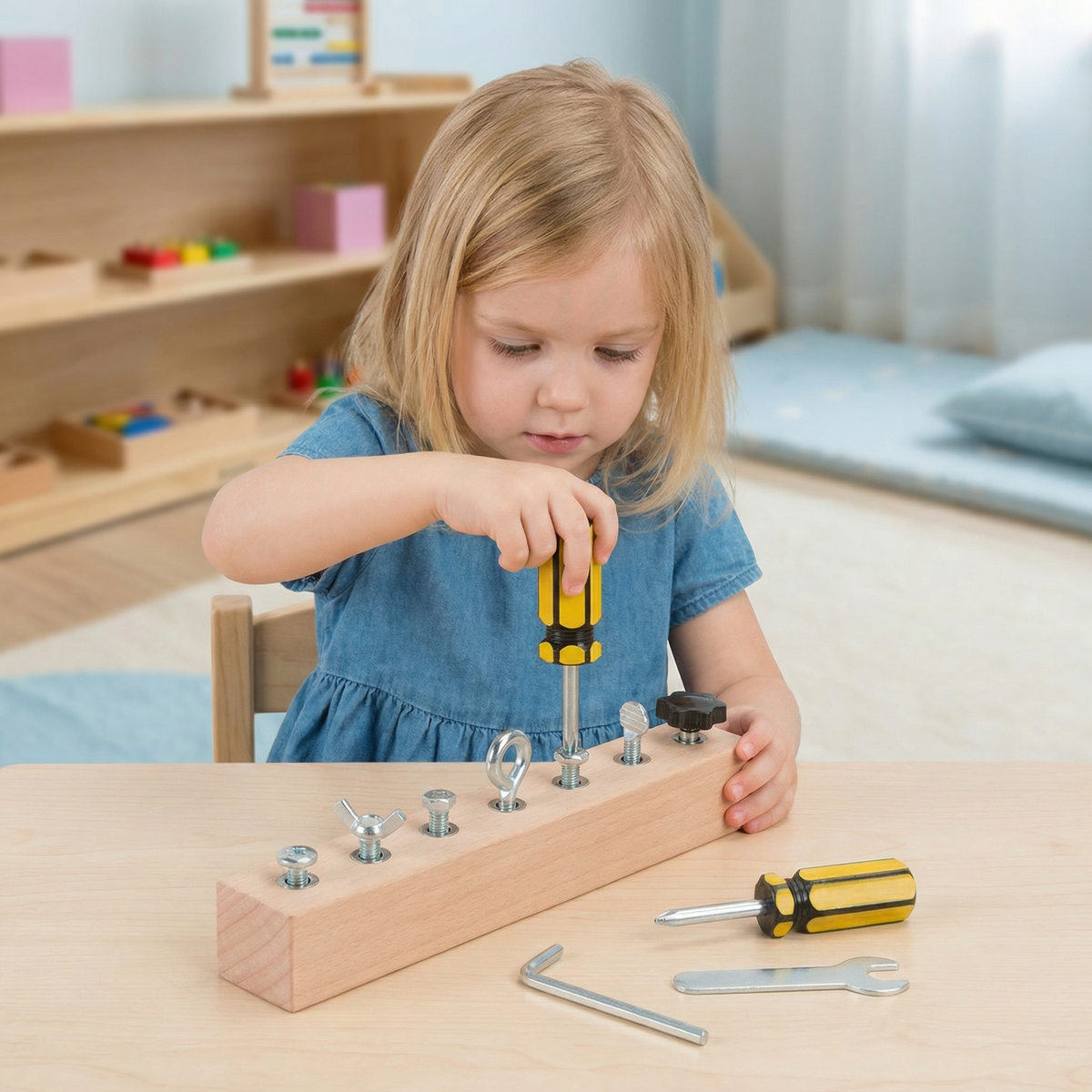 Montessori Wooden Screw & Nut Toy – Fine Motor Skills & Focus Training for Kids