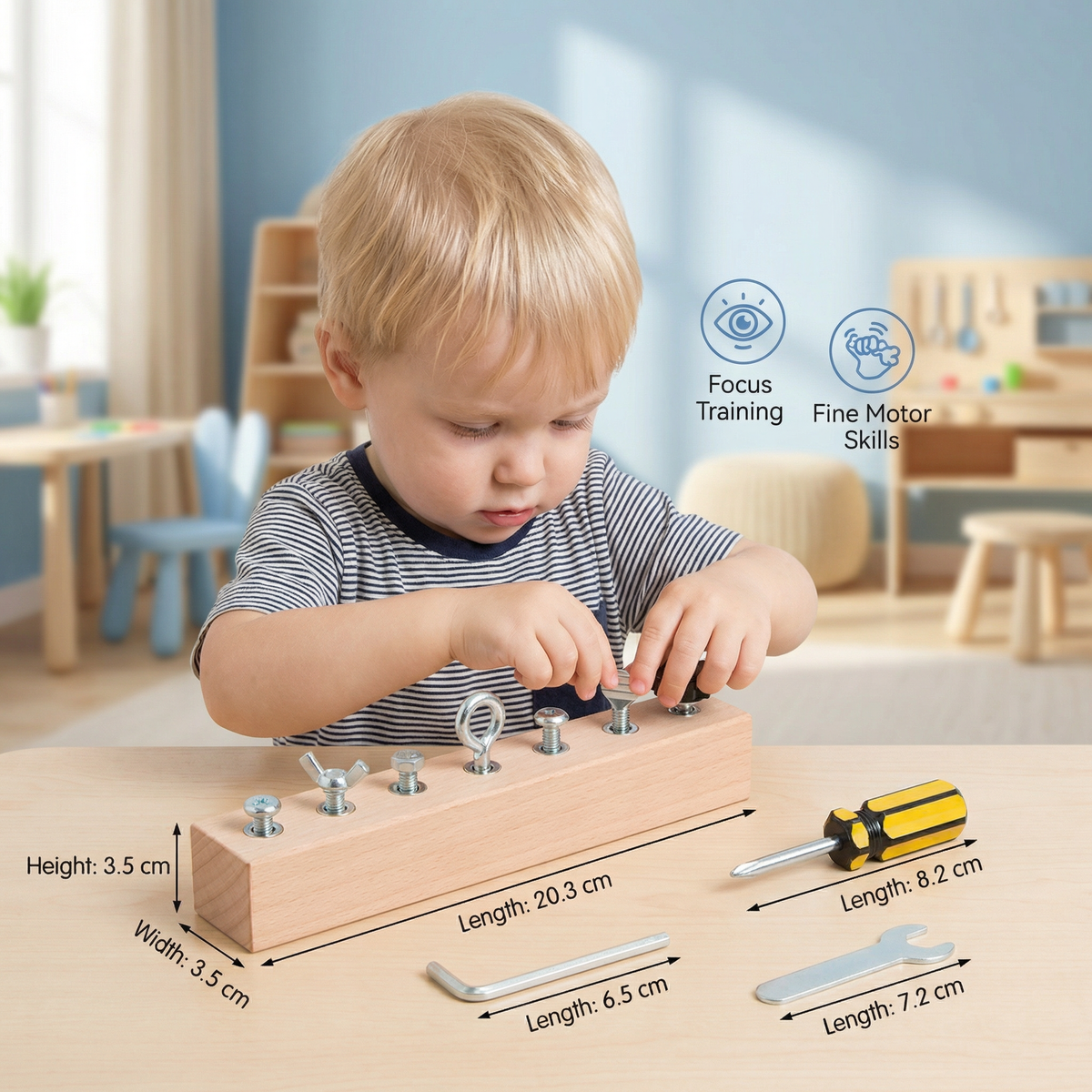 Montessori Wooden Screw & Nut Toy – Fine Motor Skills & Focus Training for Kids