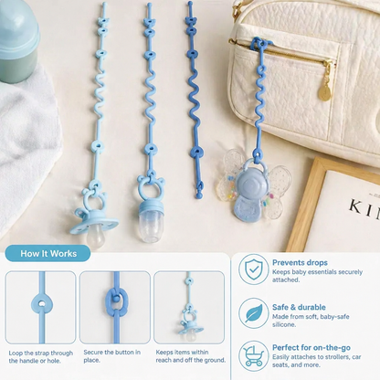 Silicone Baby Clip with Anti-Loss Protection – for Pacifiers & Toys (5 Pieces)