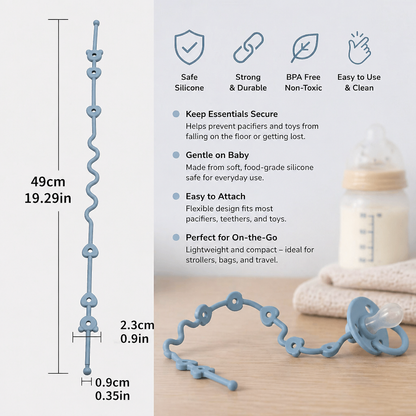 Silicone Baby Clip with Anti-Loss Protection – for Pacifiers & Toys (5 Pieces)