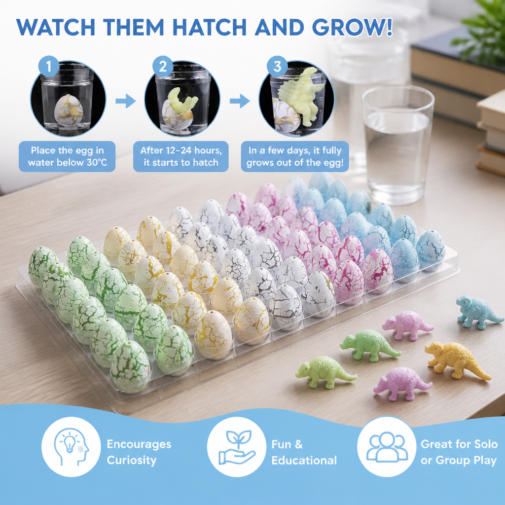 Hatching Dinosaur Egg Kit – Grow-in-Water Dino Eggs with Surprise Toys