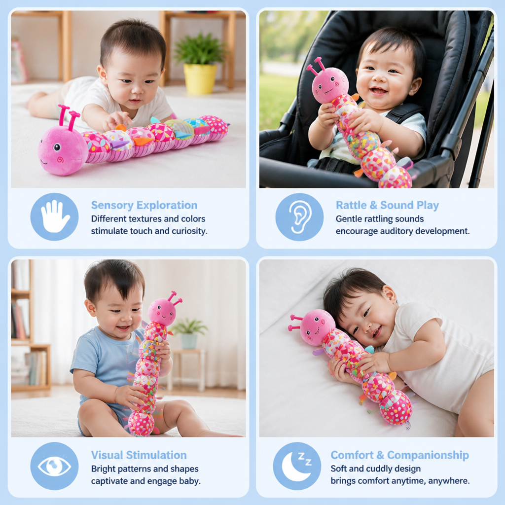 Sensory Plush Rattle and Music Caterpillar