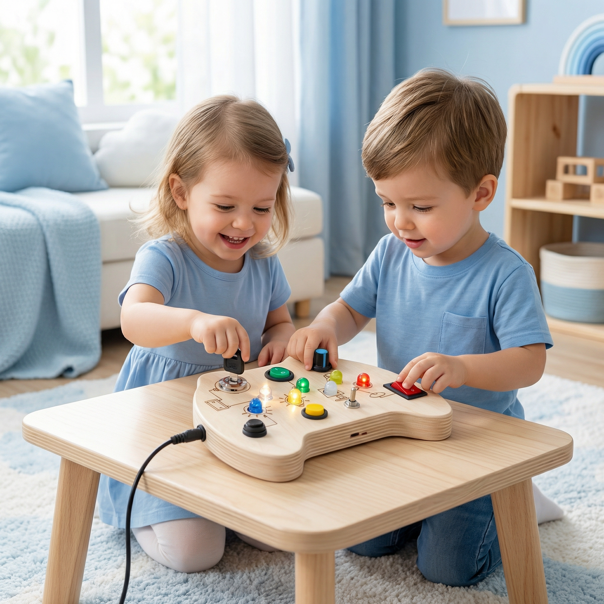 LED Controller Busy Board Wooden – Montessori Learning Toy for Motor Skill Development