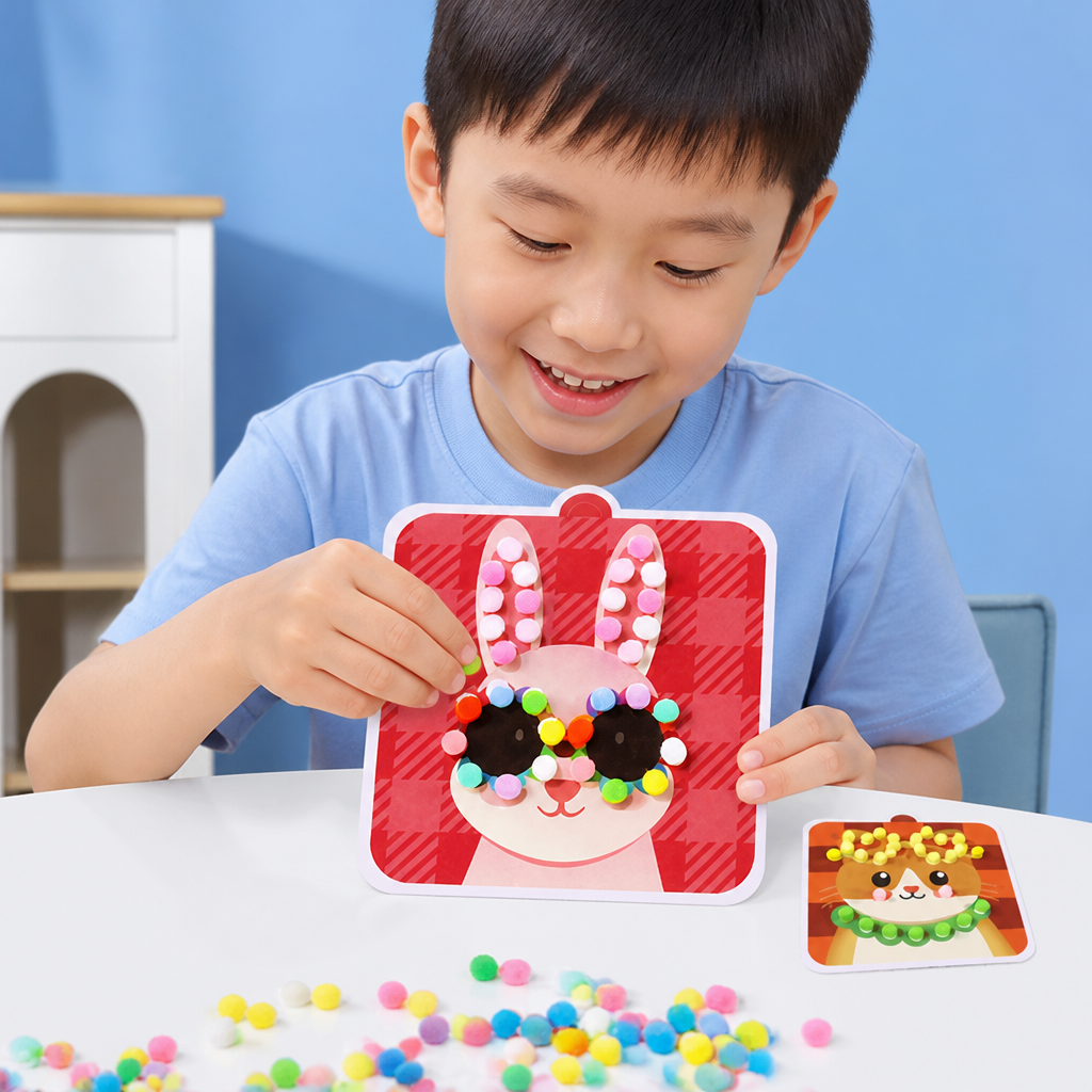 Fuzzy Pom Pom Animal Craft & Painting Kit