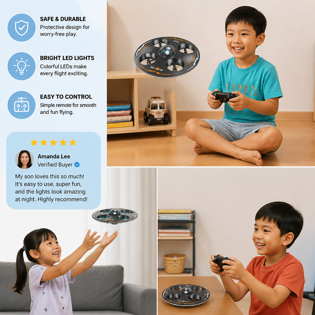 Remote Control LED Flying Saucer Drone
