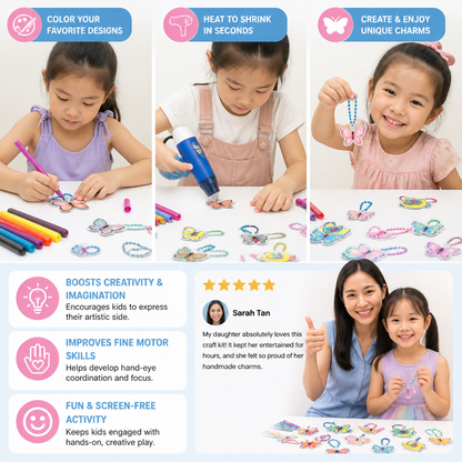 DIY Shrink Art Keychain & Charm Making Kit for Kids