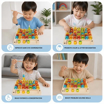 Wooden Magnetic Fishing Game – Alphabet, Math & Fine Motor Skills Learning Toy for Kids