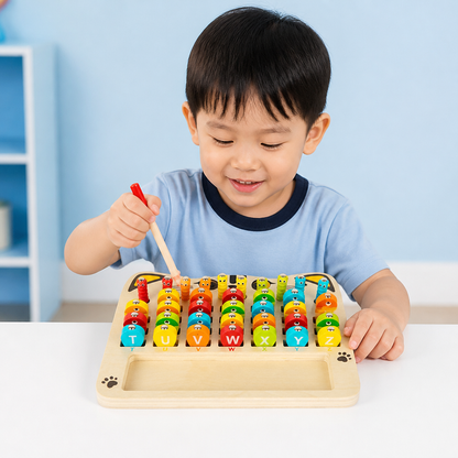 Wooden Magnetic Fishing Game – Alphabet, Math & Fine Motor Skills Learning Toy for Kids