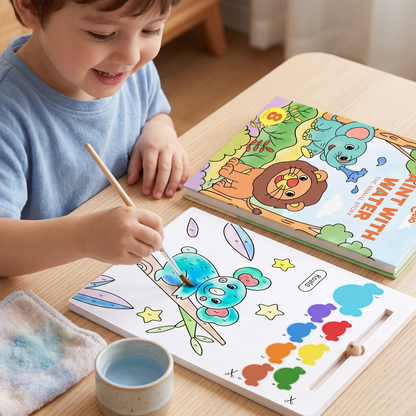 Watercolor Painting Book with Brush – Mess-Free Paint with Water Fun
