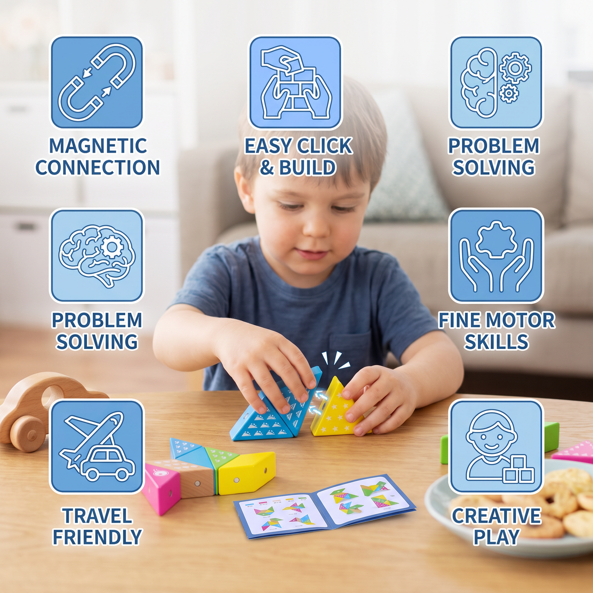 Magnetic Wooden Geometry Puzzle Blocks