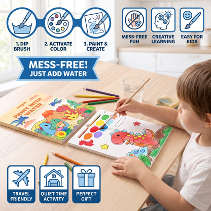 Watercolor Painting Book with Brush – Mess-Free Paint with Water Fun