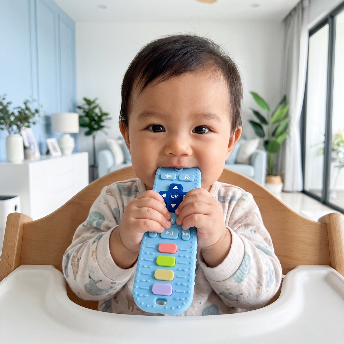 Silicone Remote Control Baby Teether – BPA-Free Sensory Chew Toy