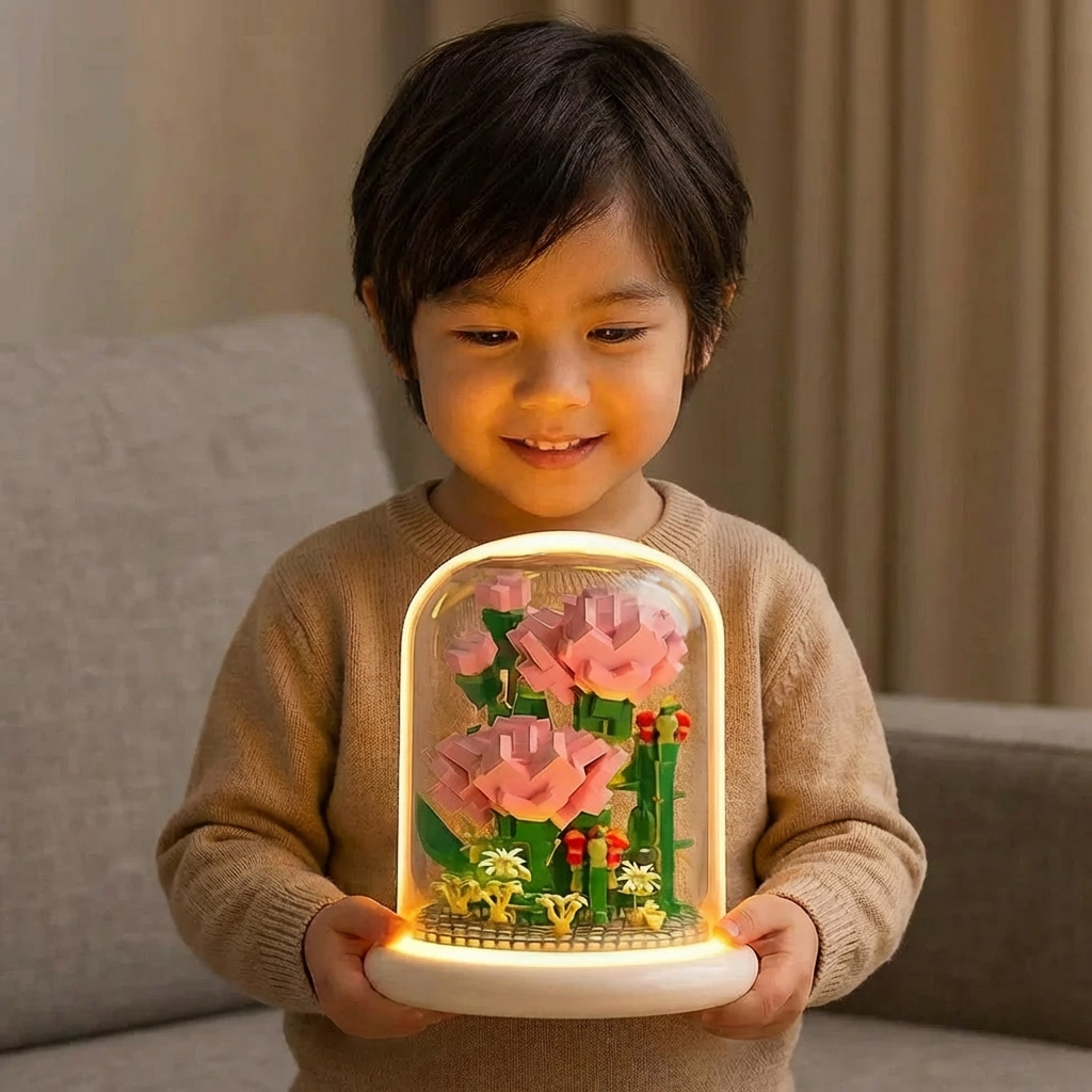 Elegant Building Block Flower in a Glass