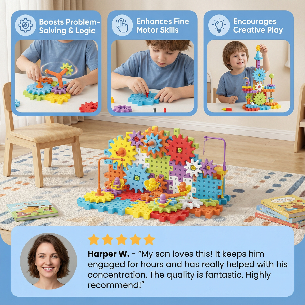 Montessori 3D Cog and Puzzle Tiles