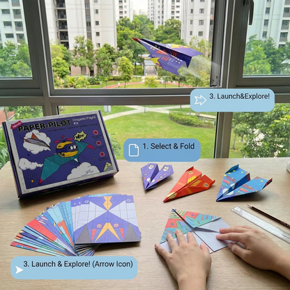 Origami Paper Aeroplane Building Set with Instructions