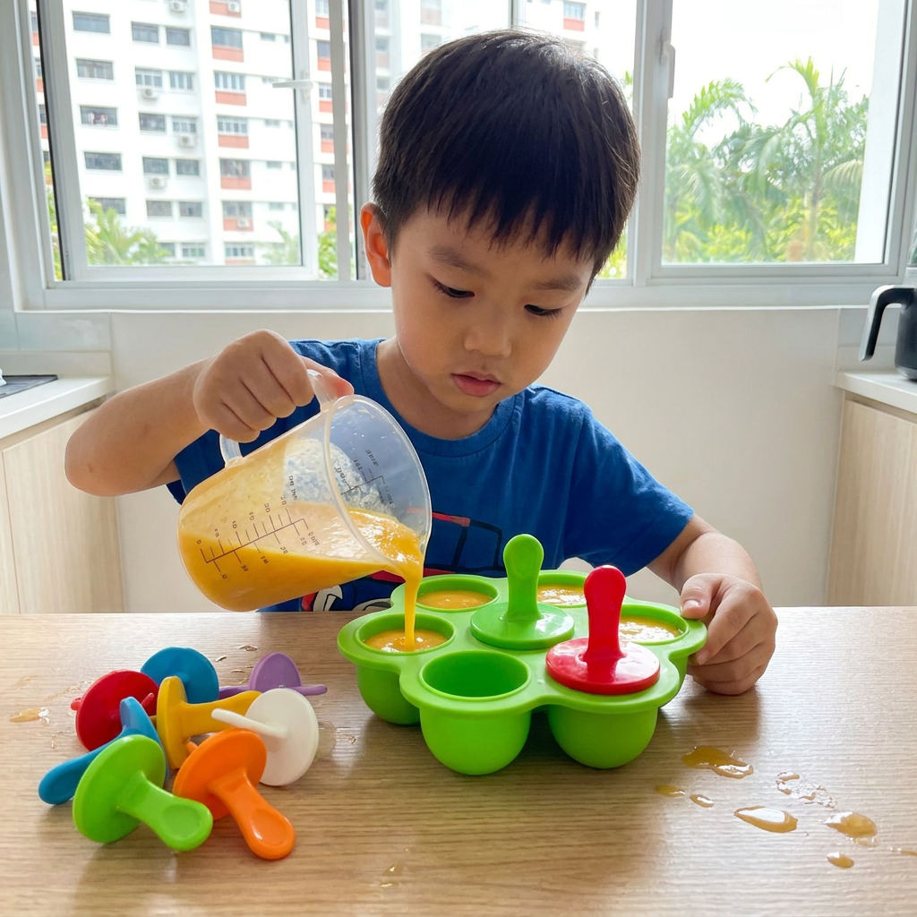 7-Piece Silicone Popsicle Mold – Reusable Ice Pop Maker for Kids
