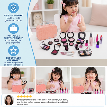 Make-up Play Set for Girls – Safe Kids Cosmetic Set with Practical Bag