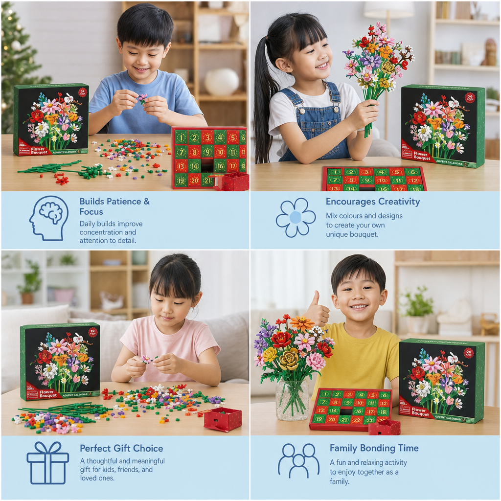 Christmas Building Block Flower Bouquet Advent Calendar