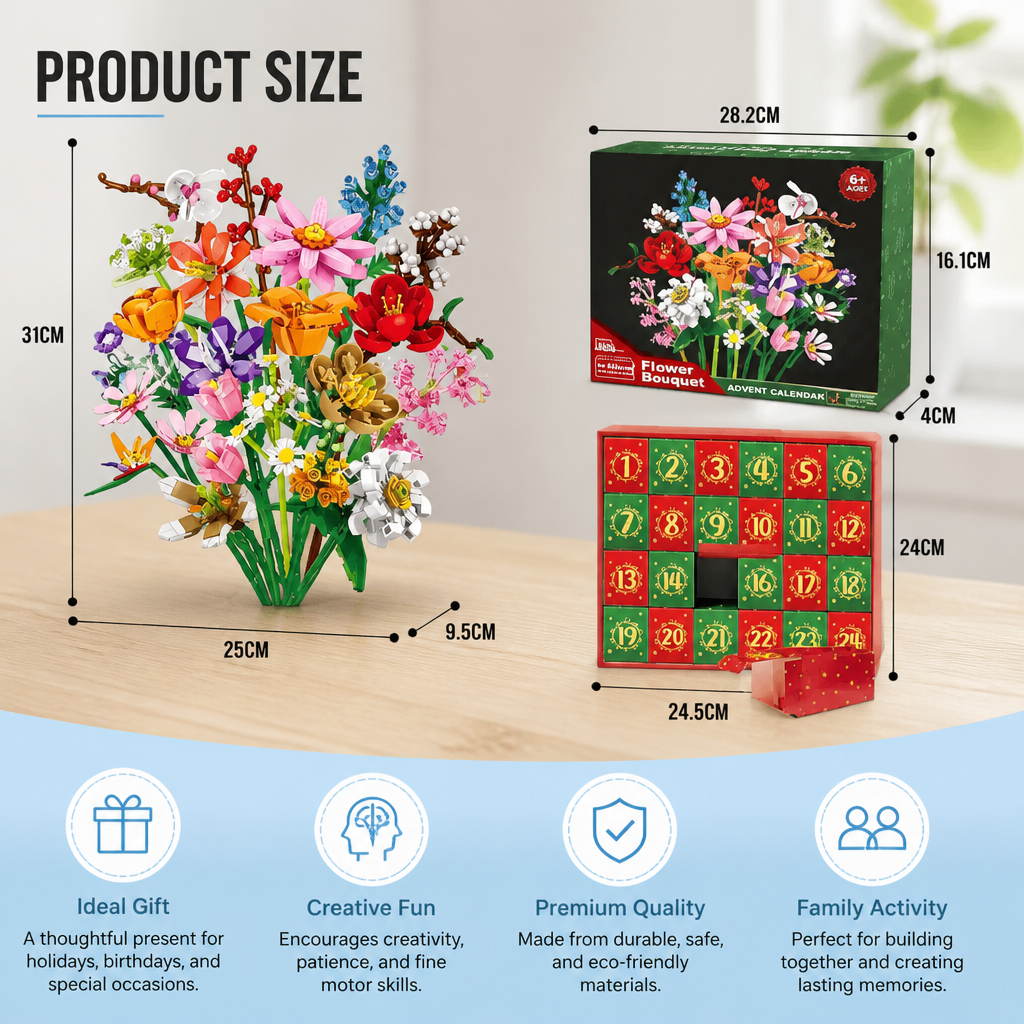 Christmas Building Block Flower Bouquet Advent Calendar