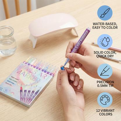 Nail Art Marker Set with Precision Tip – Acrylic Pens for Detailed Nail Designs
