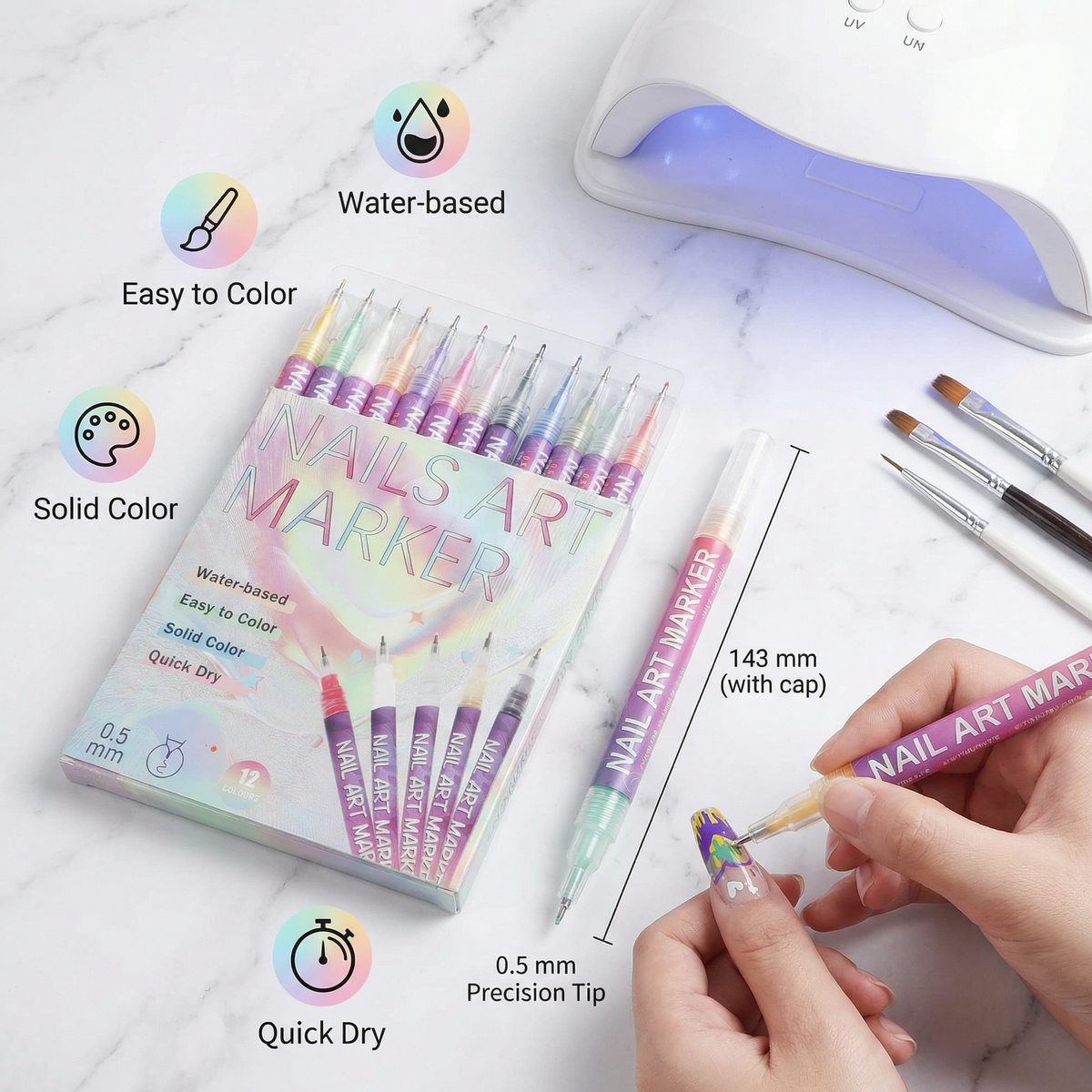 Nail Art Marker Set with Precision Tip – Acrylic Pens for Detailed Nail Designs