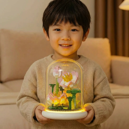 Elegant Building Block Flower in a Glass