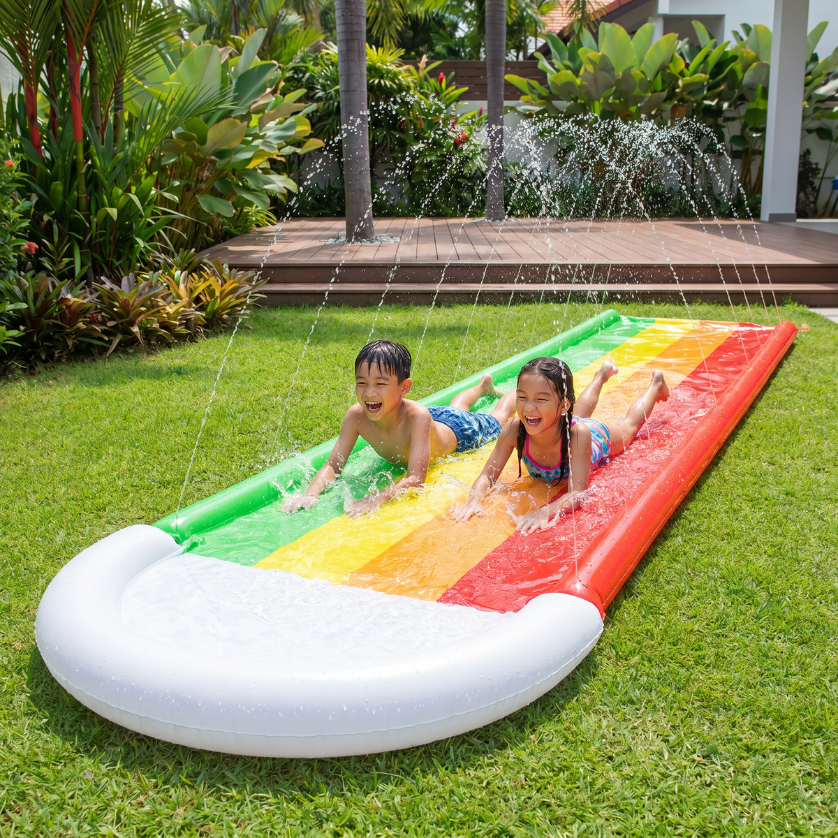 Rainbow Water Slide – Inflatable Outdoor Slide for Kids & Family