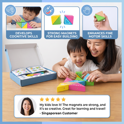 Magnetic Wooden Geometry Puzzle Blocks