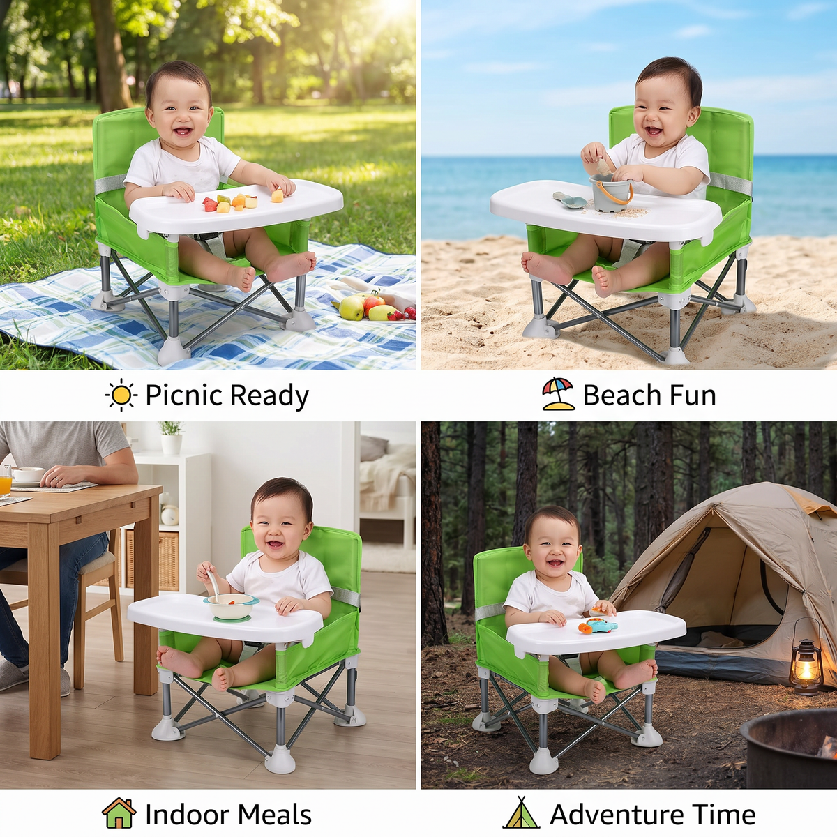 Foldable Baby Camping Chair with Tray for On the Go