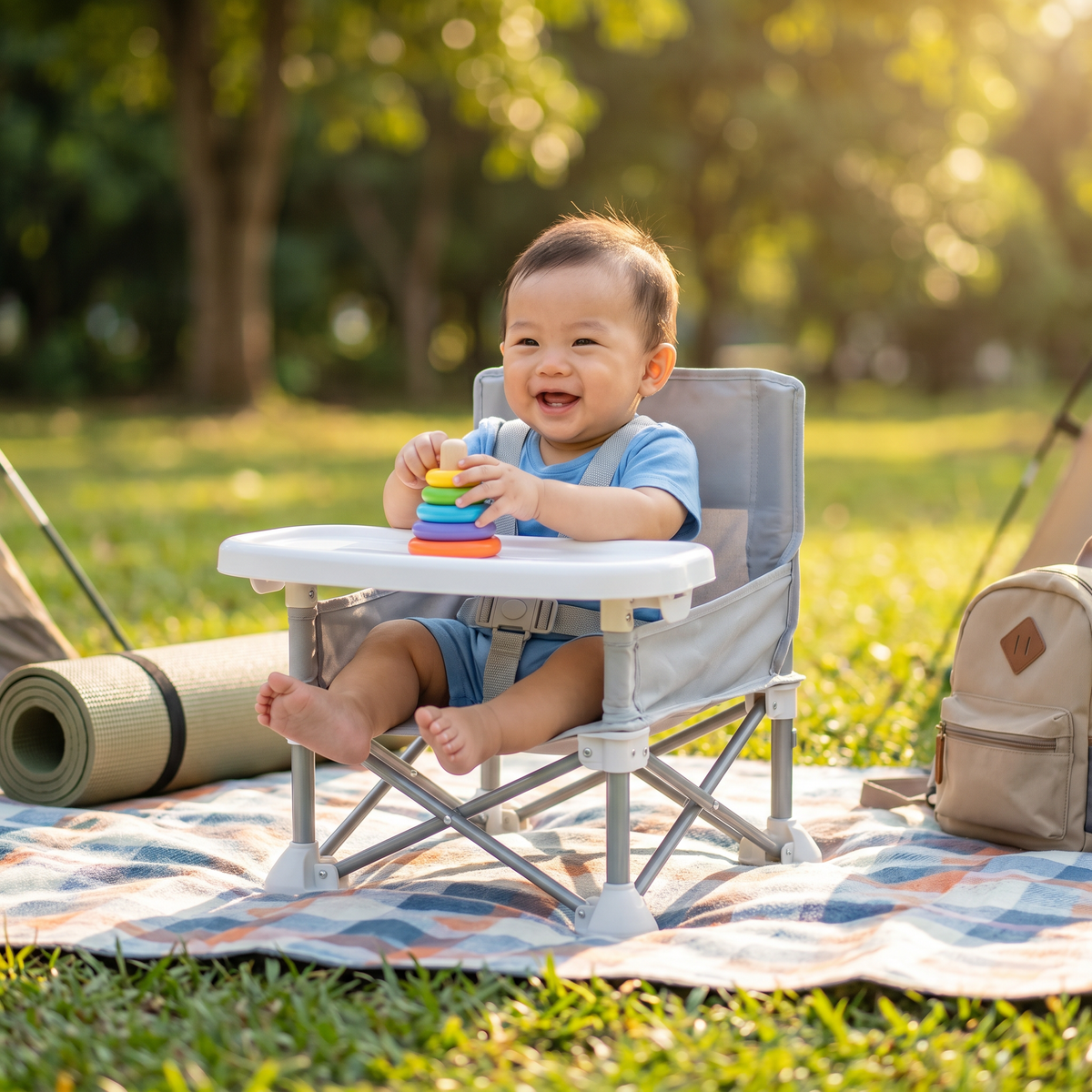 Foldable Baby Camping Chair with Tray for On the Go