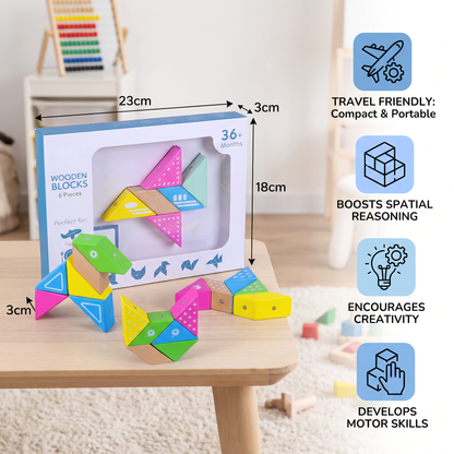 Magnetic Wooden Geometry Puzzle Blocks