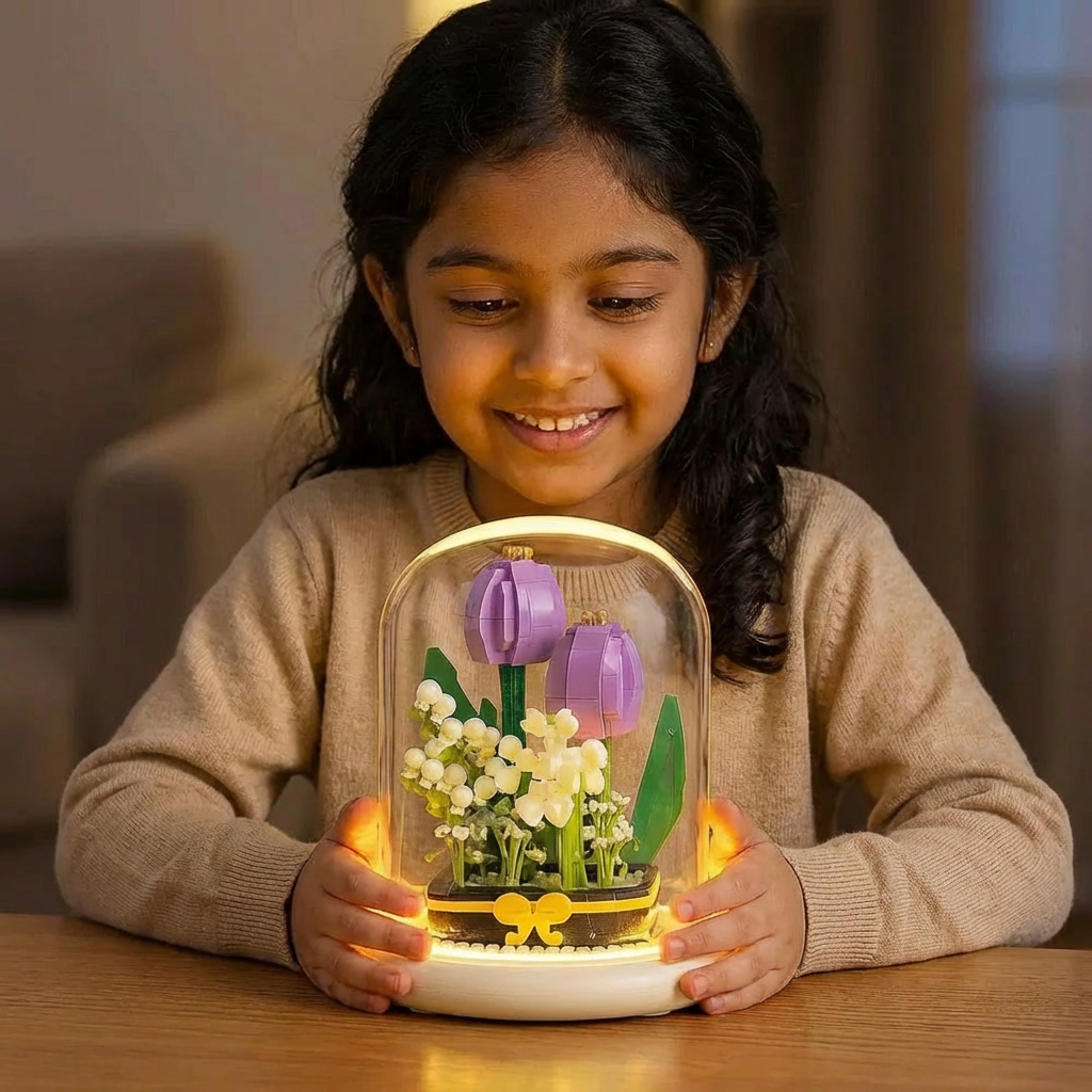 Elegant Building Block Flower in a Glass