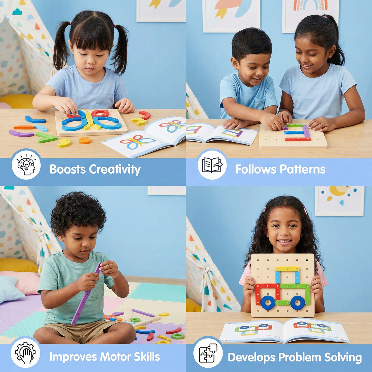 Creative Montessori Nail Puzzle Toy Made of Wood