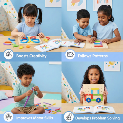 Creative Montessori Nail Puzzle Toy Made of Wood
