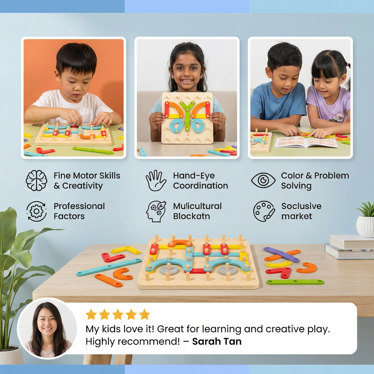 Creative Montessori Nail Puzzle Toy Made of Wood