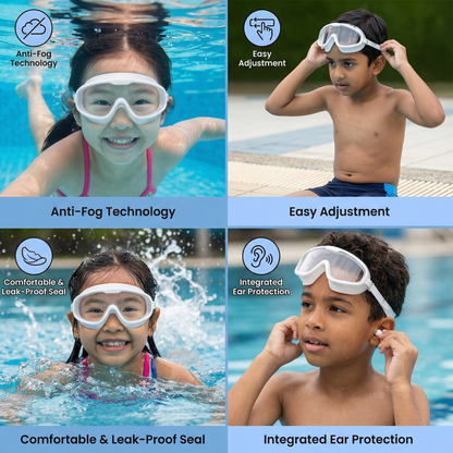 Child-Friendly Swimming Goggles with Large Frames & Anti-Fog System