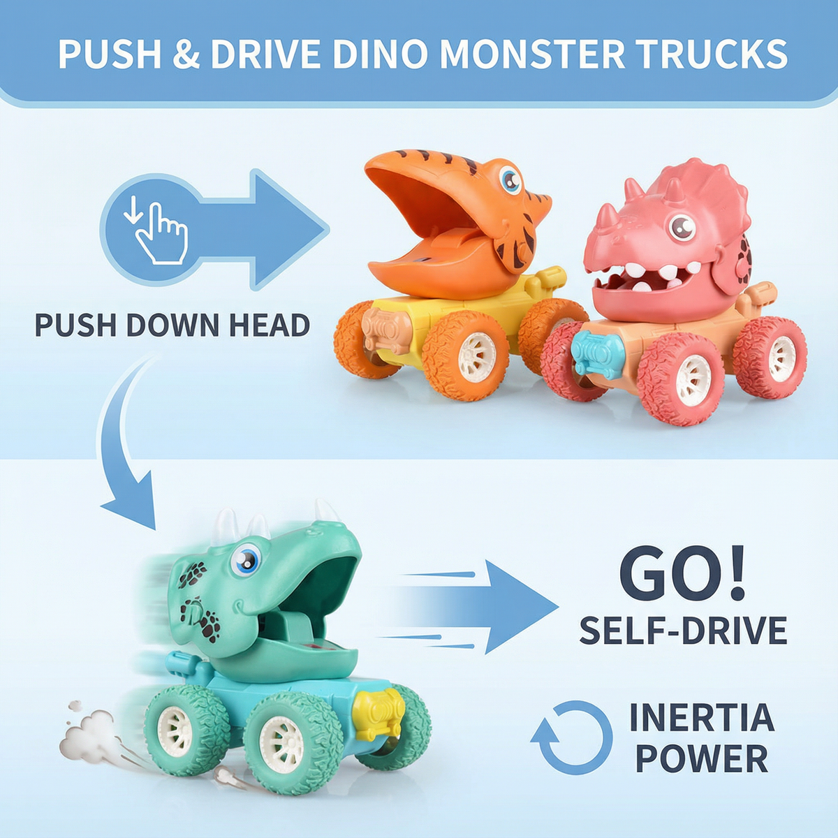 Push & Drive Dino Monster Trucks