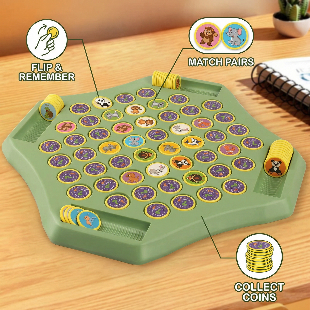 Animal Coin Memory Game Board