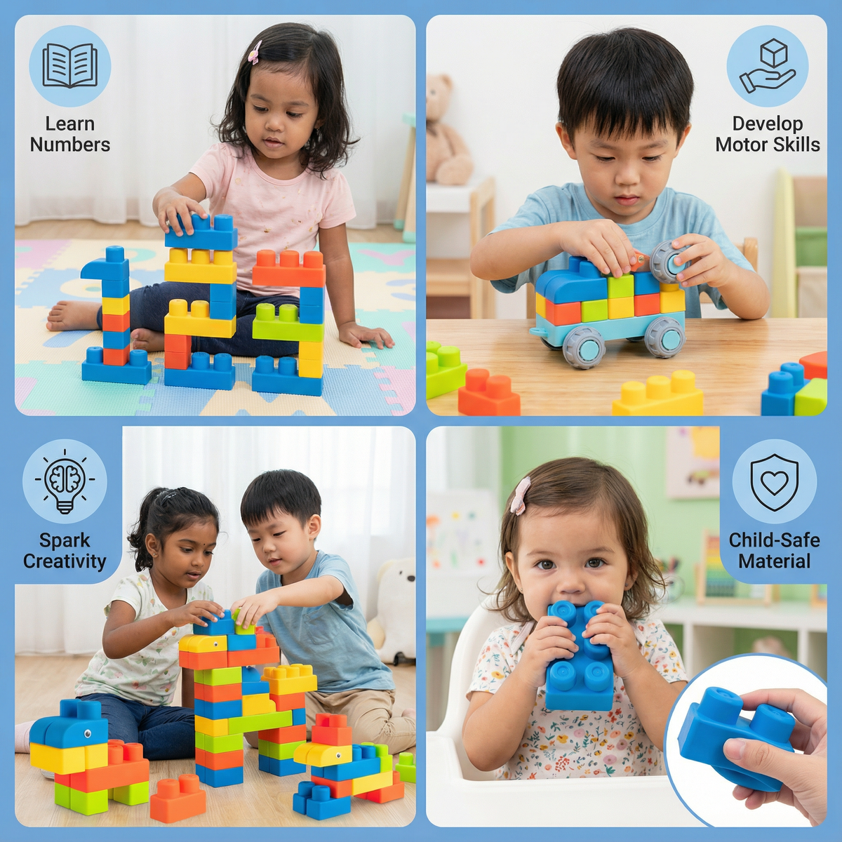 Child-Safe Rubber Building Blocks for Early Learning