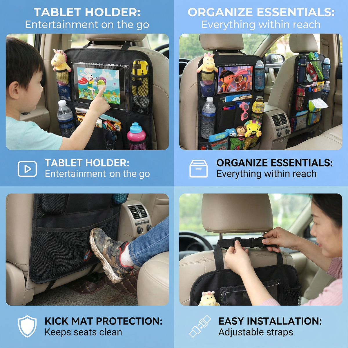 Car Seat Protector and Organizer for Kids