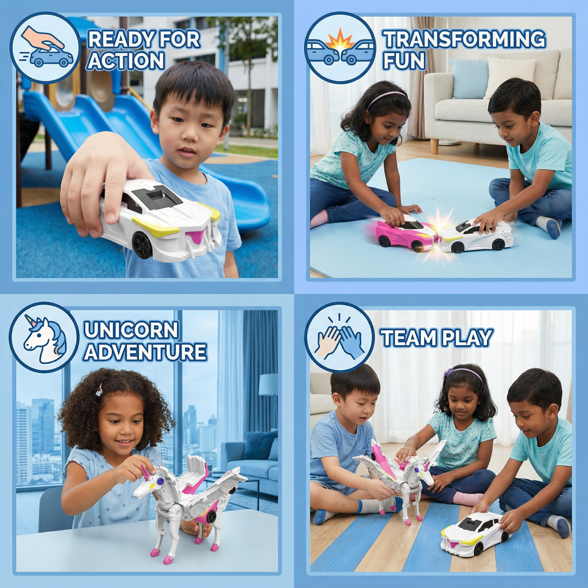 Transforming Unicorn Toy Cars