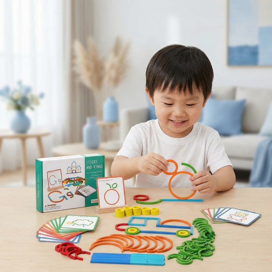 Educational Montessori Sticks and Rings Puzzle Blocks