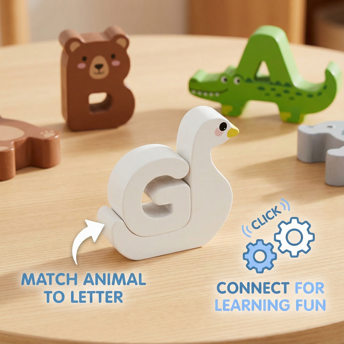 Wooden Animal Alphabet Puzzle – A–Z Educational Toy for Children