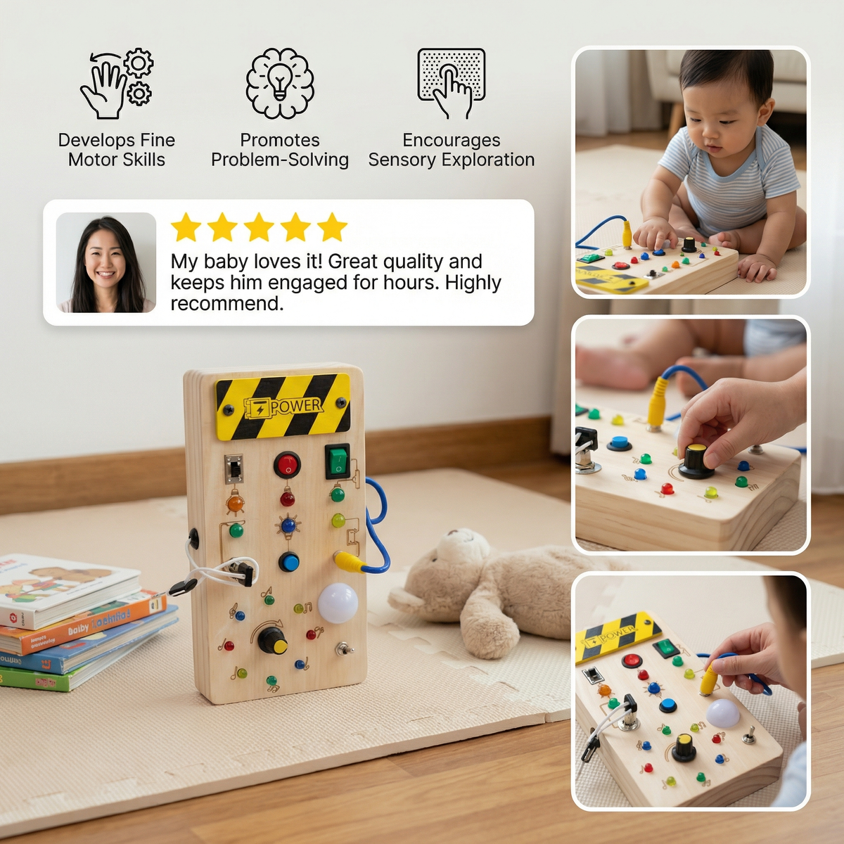 Montessori Activity Board Made of Wood