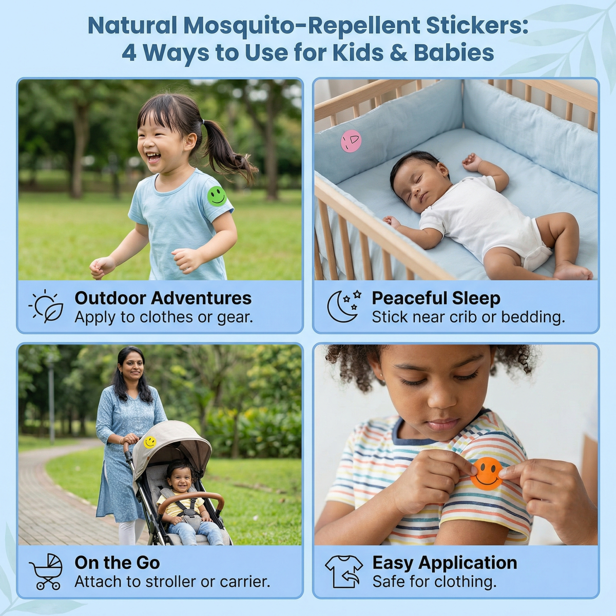 Natural Mosquito-Repellent Stickers for Children and Babies (100 Pieces)