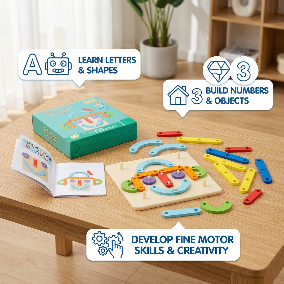Creative Letters, Numbers, and Shapes Learning Board