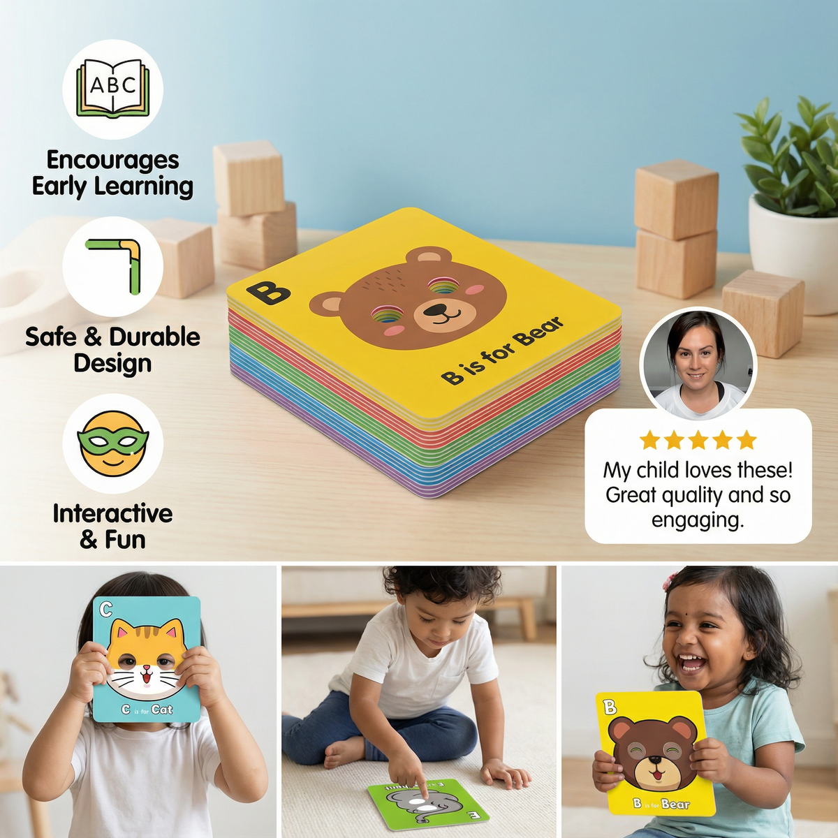 Alphabet Learning Cards with Animal Designs
